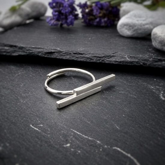 Anillo Doble Barra Plata 925, Milagro Rousse
