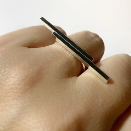 Anillo Minimalista de barras dobles anillo de plata anillo geométrico Milagro Rousse