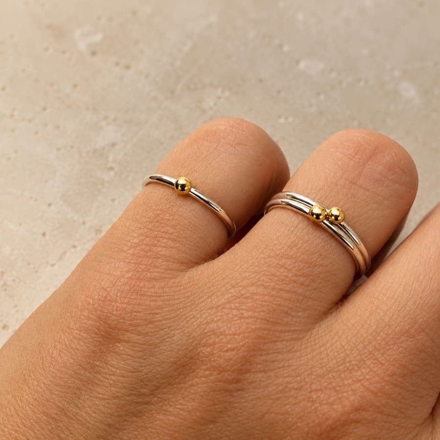 Set de 3 Anillos de Plata 925 y Oro 18K, anillos minimalistas, Milagro Rousse