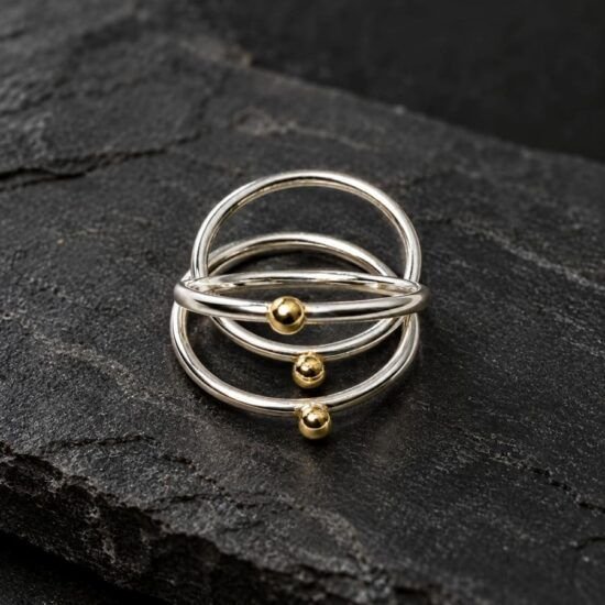 Set de 3 Anillos de Plata 925 y Oro 18K, anillos sencillos de plata, Milagro Rousse