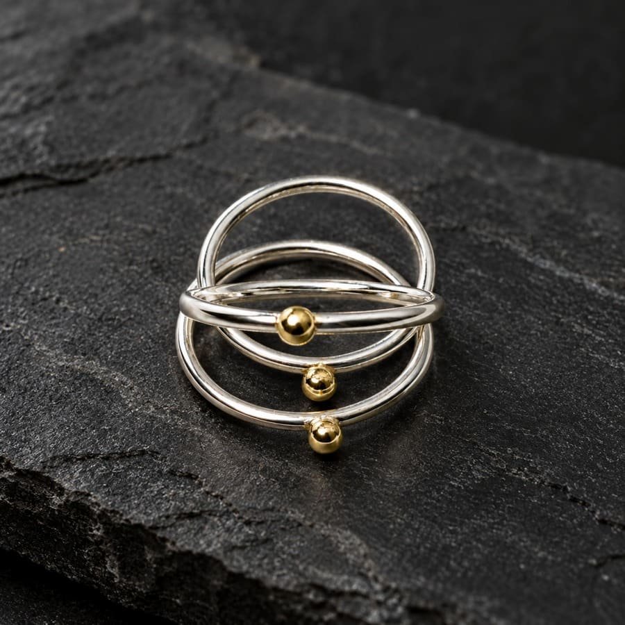 Set de 3 Anillos de Plata 925 y Oro 18K, anillos sencillos de plata, Milagro Rousse