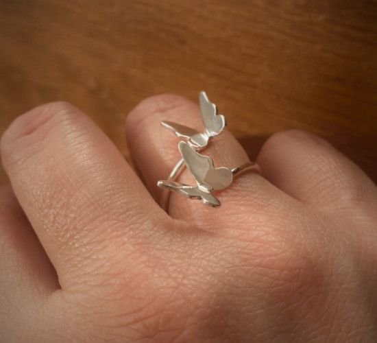 ANILLO AJUSTABLE MARIPOSAS DE PLATA 925, ANILLOS DE PLATA, MILAGRO ROUSSE