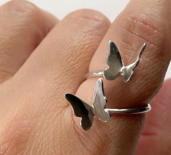 ANILLO AJUSTABLE MARIPOSAS DE PLATA, ANILLOS DE PLATA, MILAGRO ROUSSE
