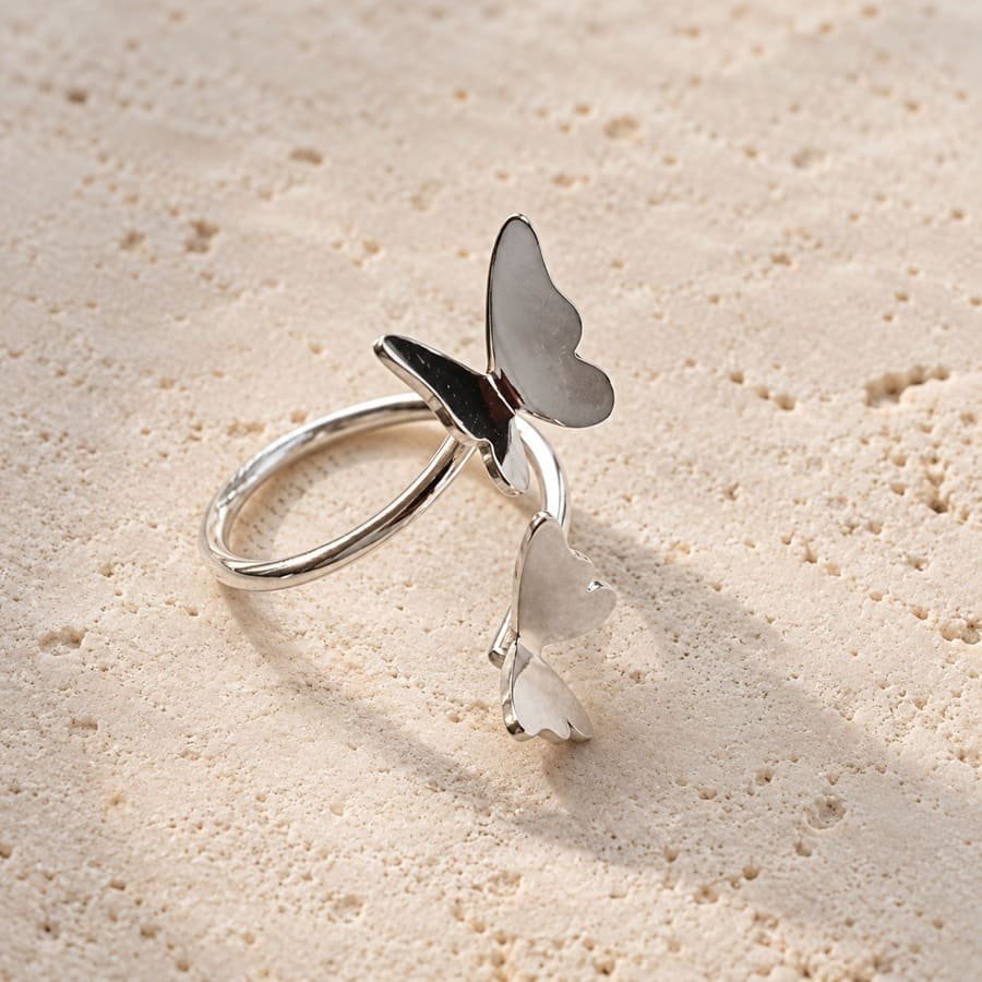 Anillo Dos Mariposas Plata 925, mariposas de plata, Milagro Rousse