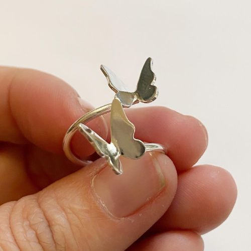 Anillo de plata ajustable con mariposas Milagro Rousse Joyería