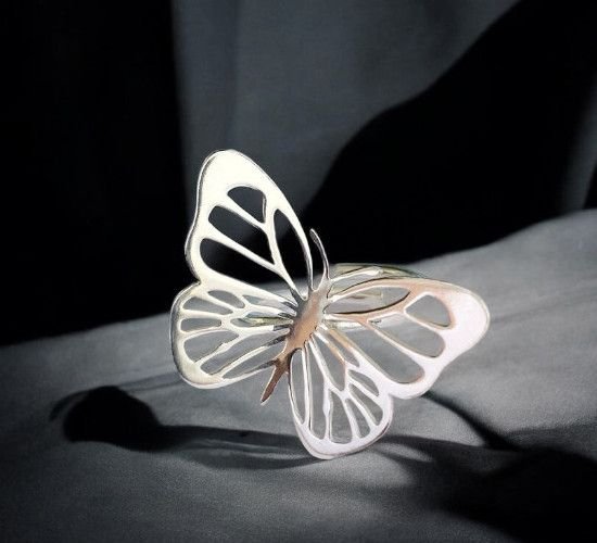 ANILLO MARIPOSA GRANDE, MARIPOSA DE PLATA, JOYAS DE MARIPOSAS, MILAGRO ROUSSE