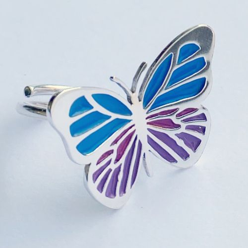 Anillo de mariposa grande de Colores en plata Milagro Rousse Joyería