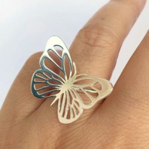 Anillo Mariposa Grande en Plata Milagro Rousse, Joyas de Diseño Orgánico