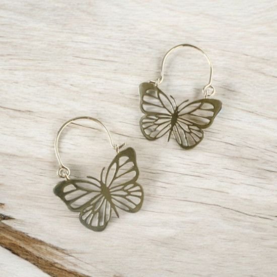 AROS CON MARIPOSAS GRANDES, PENDIENTES GRANDES DE MARIPOSAS DE PLATA, MILAGRO ROUSSE