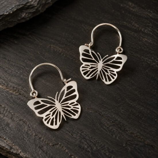 PENDIENTES MARIPOSA CALADA PLATA, PENDIENTES MARIPOSA COLGANTE, MILAGRO ROUSSE