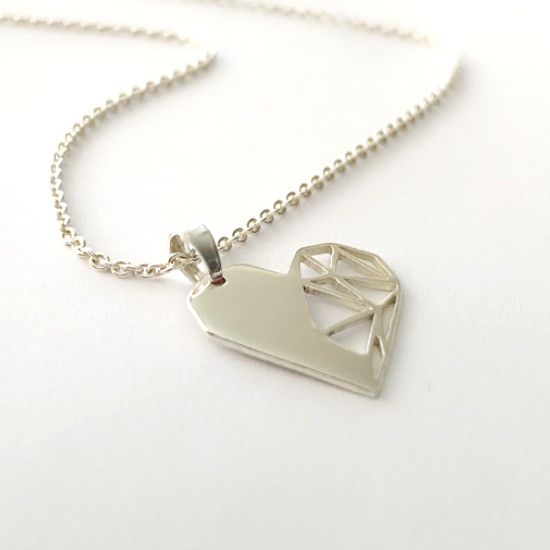 Collar Corazón Origami en Plata Milagro Rousse Joyería