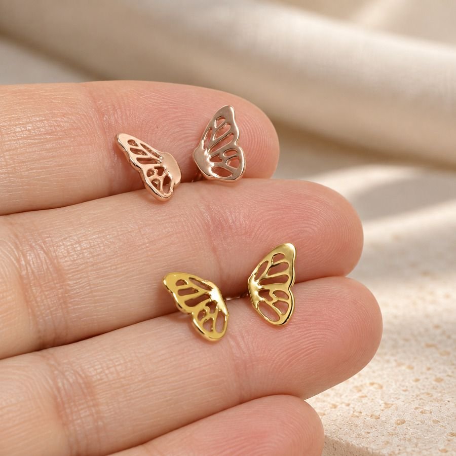 PENDIENTES ALAS DE MARIPOSA DE PLATA 925, PENDIENTES PEQUEÑOS DE ALAS, MILAGRO ROUSSE