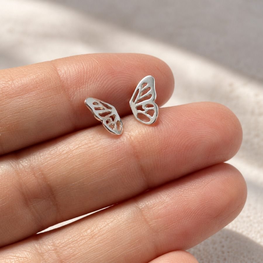PENDIENTES ALAS DE MARIPOSA PLATA 925, PENDIENTES DE PLATA PEQUEÑOS, MILAGRO ROUSSE