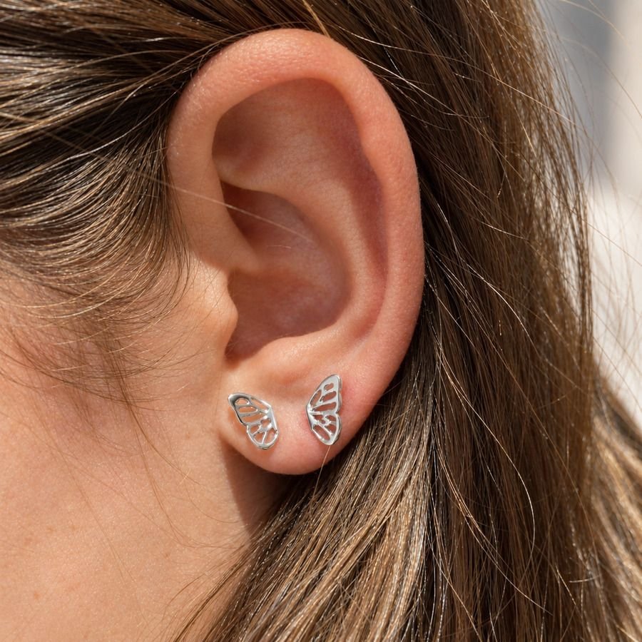 PENDIENTES ALAS DE MARIPOSA PLATA 925, PENDIENTES PEQUEÑOS DE MARIPOSAS, MILAGRO ROUSSE