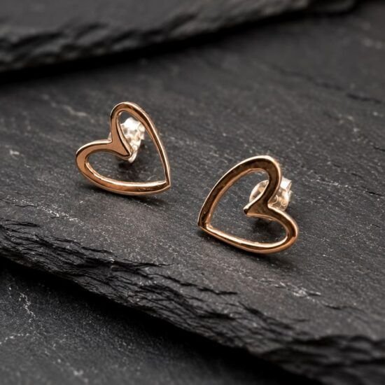 Pendientes corazón abierto de plata 925, milagro rousse