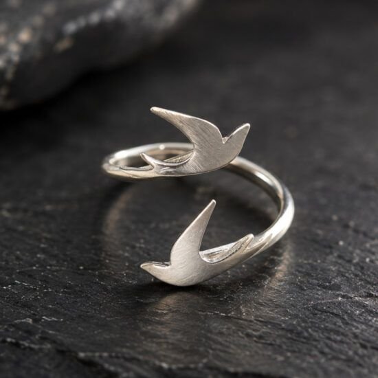 ANILLO ABIERTO DOS GOLONDRINAS PLATA 925, ANILLO AJUSTABLE