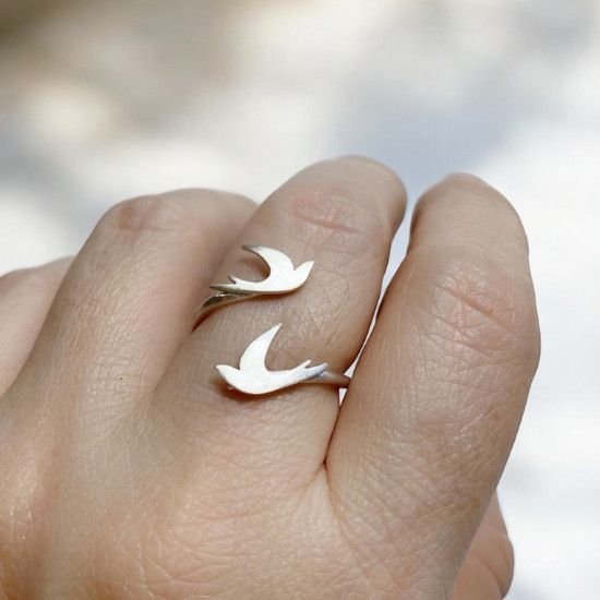 ANILLO GOLONDRINAS, JOYAS DE PLATA, ANILLOS CON AVES, MILAGRO ROUSSE