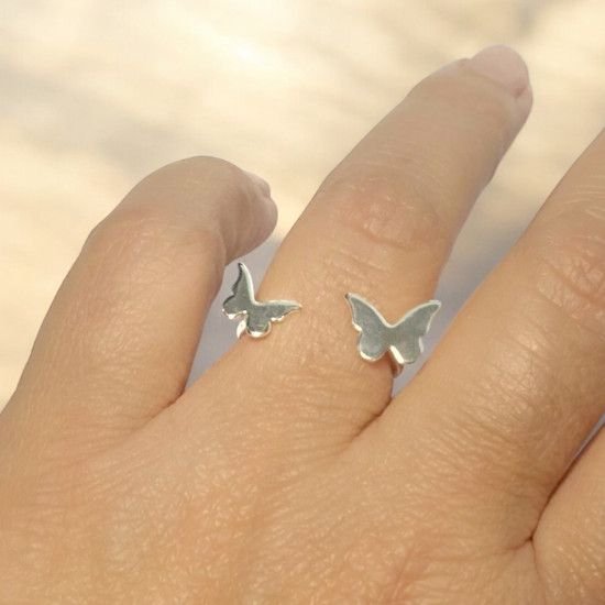 ANILLO DOBLE MARIPOSAS MINI DE PLATA, MILAGRO ROUSSE