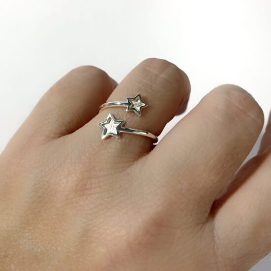Anillo ajustable con estrellas para rellenar con resinas o leche materna, Milagro Rousse