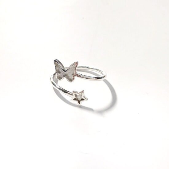 Anillo con Mariposa y estrella para rellenar con resinas, bases para joyas de leche materna, Milagro Rousse