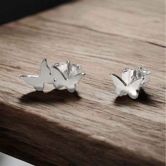 PENDIENTES MARIPOSAS MINI ASIMETRICOS, MARIPOSAS DE PLATA, MILAGRO ROUSSE
