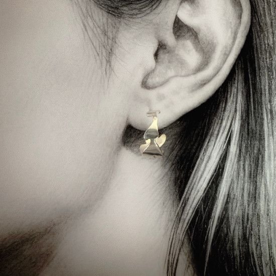 PENDIENTES ARO EN FORMA DE ALGAS, PENDIENTES PEQUEÑOS DE PLATA, MILAGRO ROUSSE