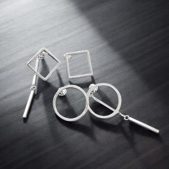 PENDIENTES FIGURAS GEOMETRICAS, PENDIENTES CIRCULOS Y CUADRADOS, PENDIENTES ASIMETRICOS, MILAGRO ROUSSE