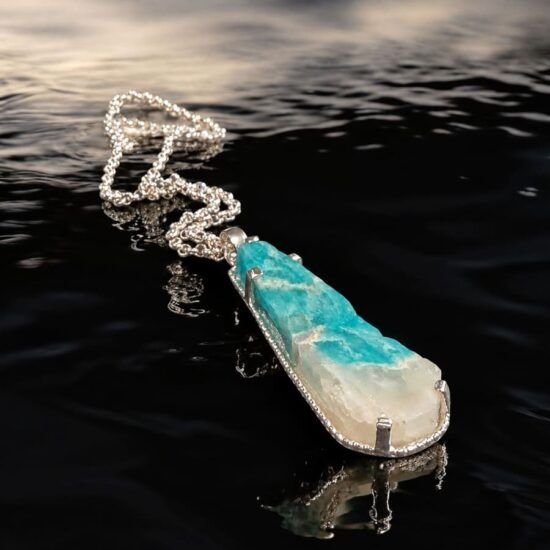 Colgante Amazonita en Bruto Plata 925, Milagro Rousse