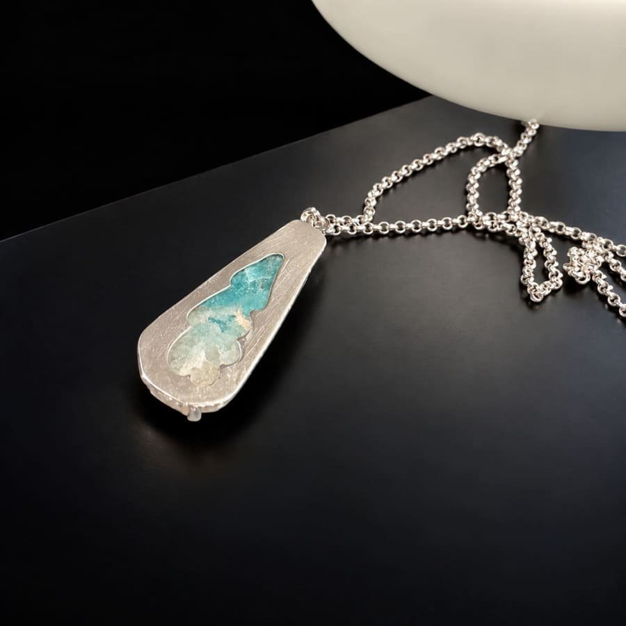Colgante Amazonita en Bruto en Plata, Milagro Rousse