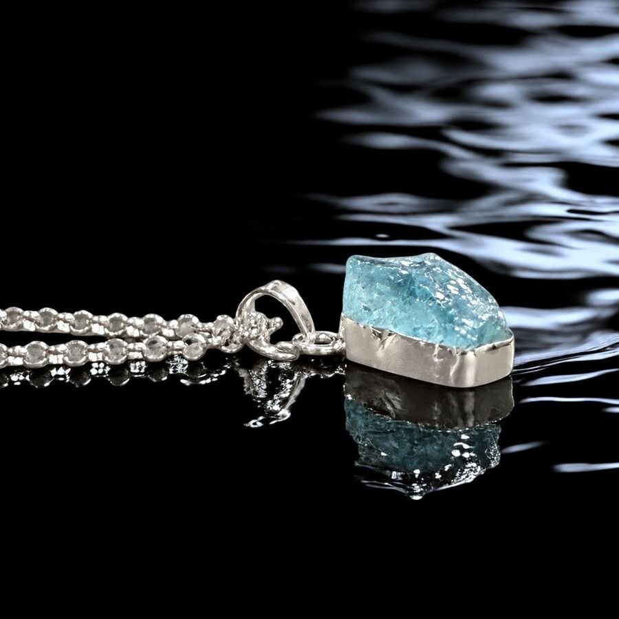 Colgante Topacio Azul en Bruto Plata 925, milagro rousse