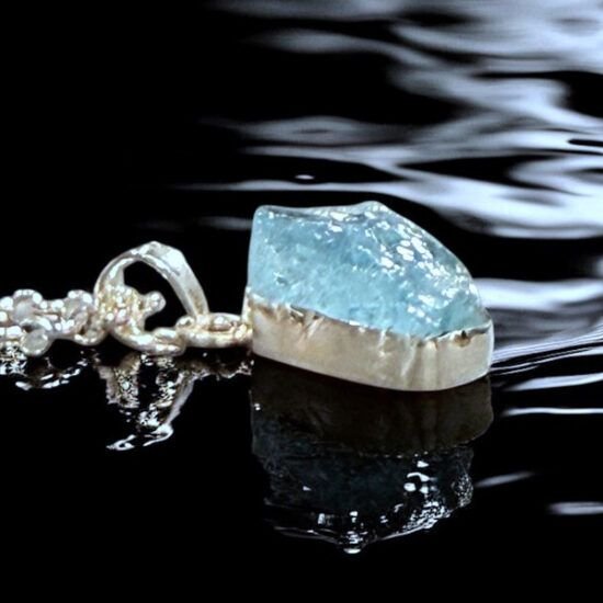 Colgante Plata Topacio Azul en Bruto, Milagro Rousse