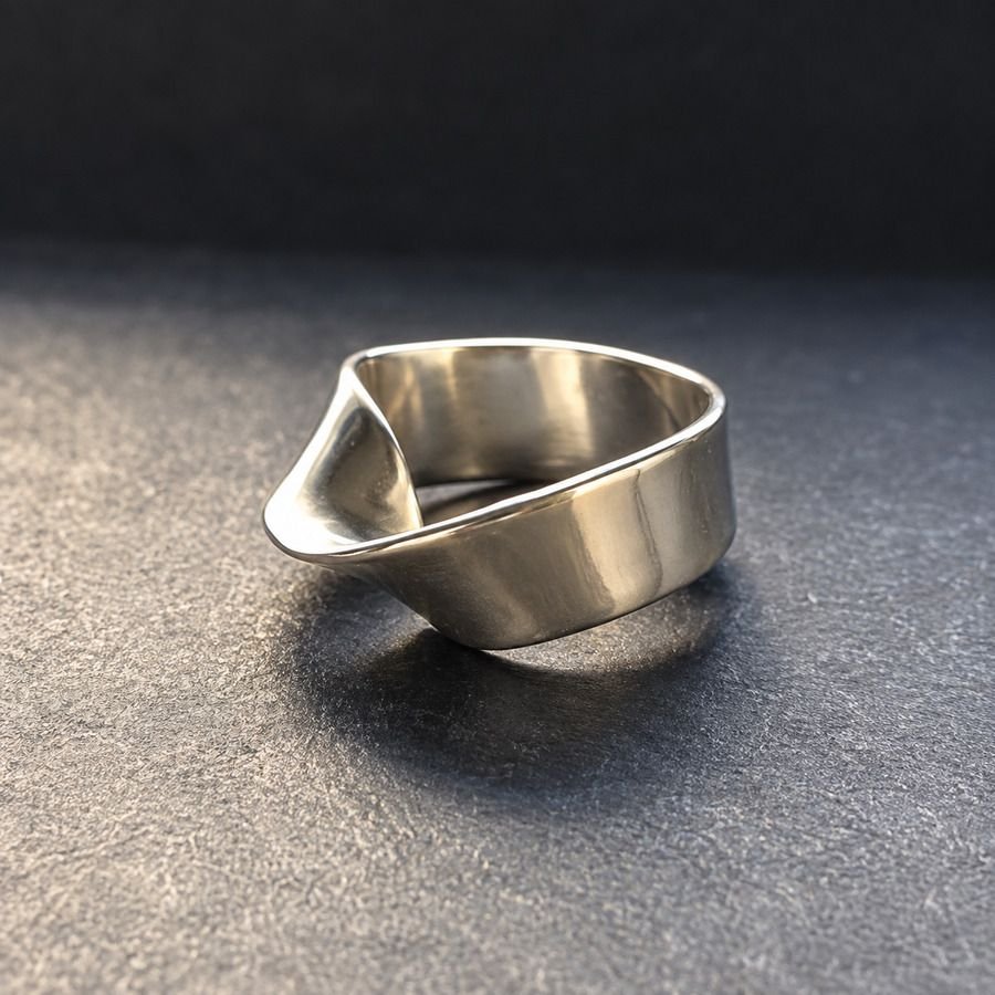 ANILLO MOEBIUS DE PLATA 925, ANILLO ANCHO DE PLATA, MILAGRO ROUSSE