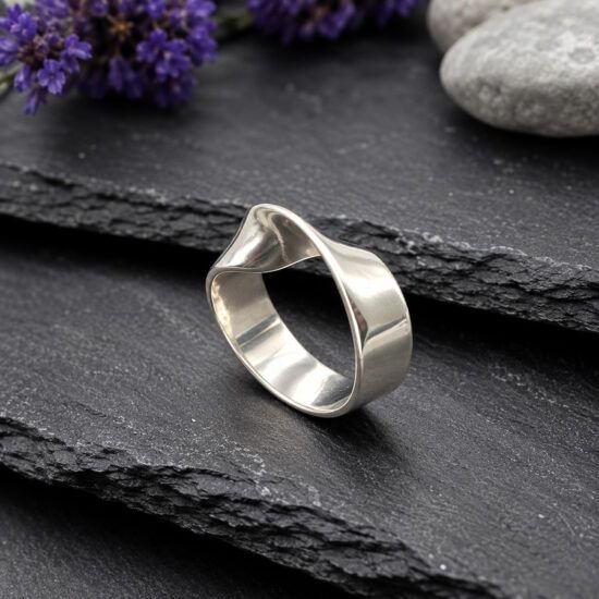 ANILLO MOEBIUS PLATA, ANILLO GEOMETRICO, MILAGRO ROUSSE